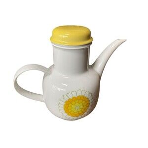 Vtg Yellow Daisy Flower Melitta Coffee Pot Teapot Midcentury Germany MCM 1970s